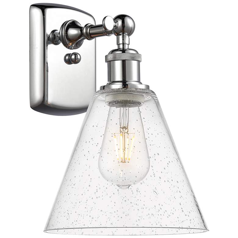 Image 1 Berkshire Glass 8" Incandescent Sconce - Chrome Finish - Seedy Shade