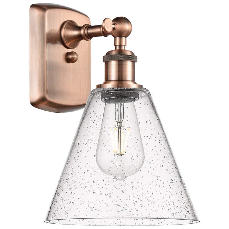 Image 1 Berkshire Glass 8" Incandescent Sconce - Copper Finish - Seedy Shade