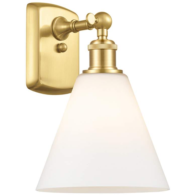 Image 1 Berkshire Glass 8" Incandescent Sconce - Gold Finish - Matte White Sha