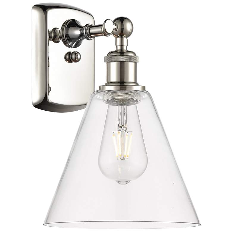 Image 1 Berkshire Glass 8" Incandescent Sconce - Nickel Finish - Clear Shade