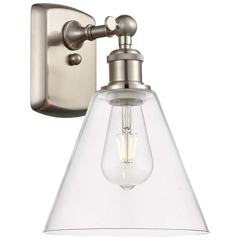 Image 1 Berkshire Glass 8" Incandescent Sconce - Nickel Finish - Clear Shade