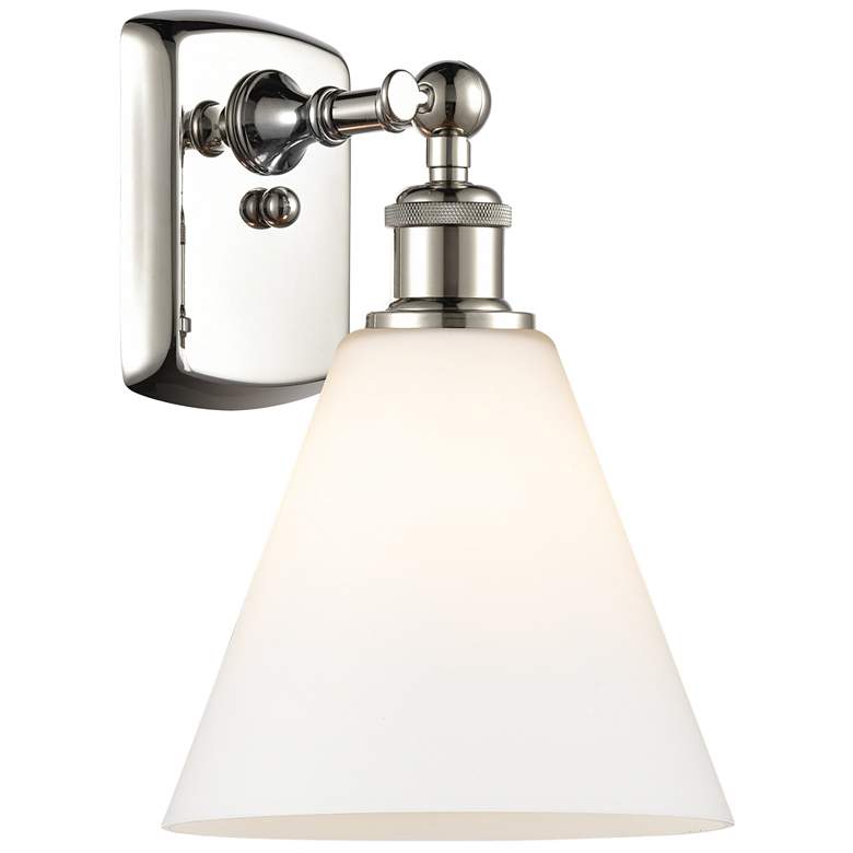 Image 1 Berkshire Glass 8" Incandescent Sconce - Nickel Finish - Matte White S