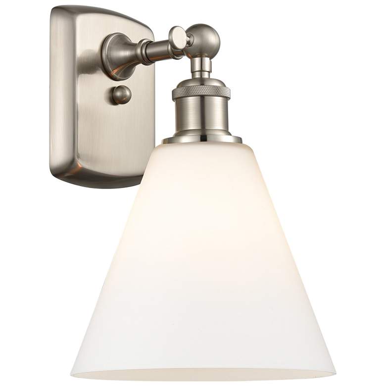 Image 1 Berkshire Glass 8" Incandescent Sconce - Nickel Finish - Matte White S