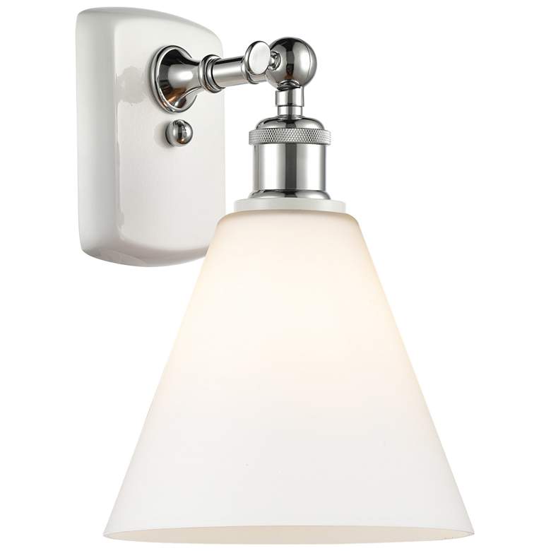 Image 1 Berkshire Glass 8 inch Incandescent Sconce - White &#38; Chrome - Matte Wh