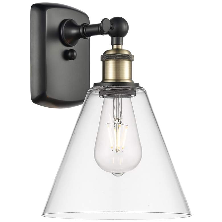 Image 1 Berkshire Glass 8" LED Sconce - Black Brass Finish - Clear Shade