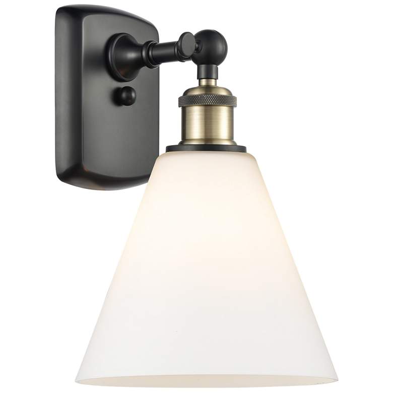 Image 1 Berkshire Glass 8" LED Sconce - Black Brass Finish - Matte White Shade