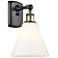 Berkshire Glass 8" LED Sconce - Black Brass Finish - Matte White Shade