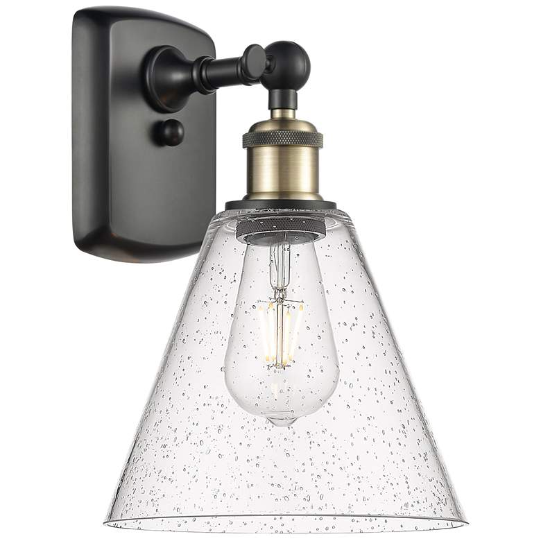 Image 1 Berkshire Glass 8" LED Sconce - Black Brass Finish - Seedy Shade