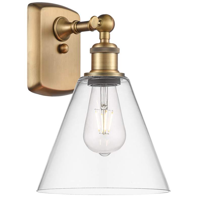 Image 1 Berkshire Glass 8" LED Sconce - Brass Finish - Clear Shade