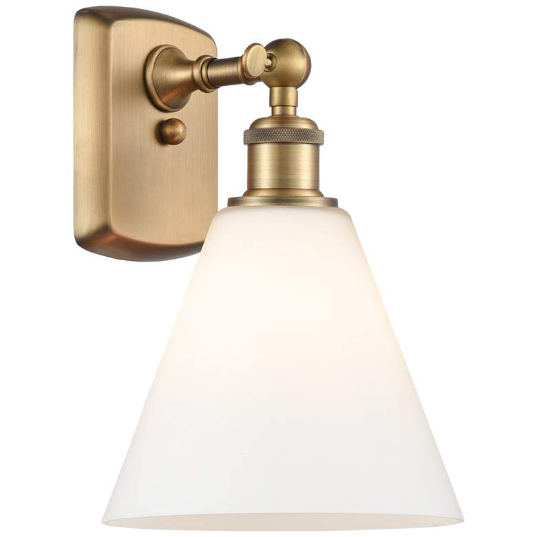 Image 1 Berkshire Glass 8" LED Sconce - Brass Finish - Matte White Shade