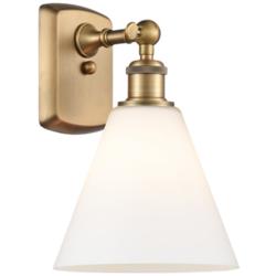 Berkshire Glass 8" LED Sconce - Brass Finish - Matte White Shade