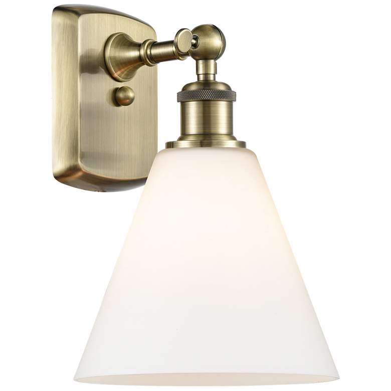 Image 1 Berkshire Glass 8" LED Sconce - Brass Finish - Matte White Shade