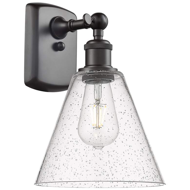 Image 1 Berkshire Glass 8" LED Sconce - Bronze Finish - Seedy Shade