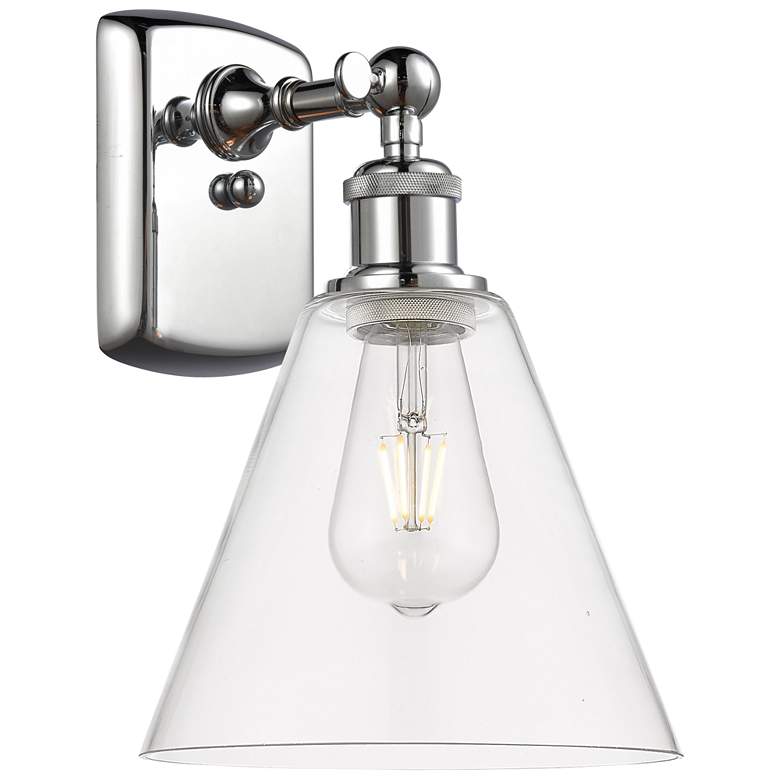 Image 1 Berkshire Glass 8" LED Sconce - Chrome Finish - Clear Shade