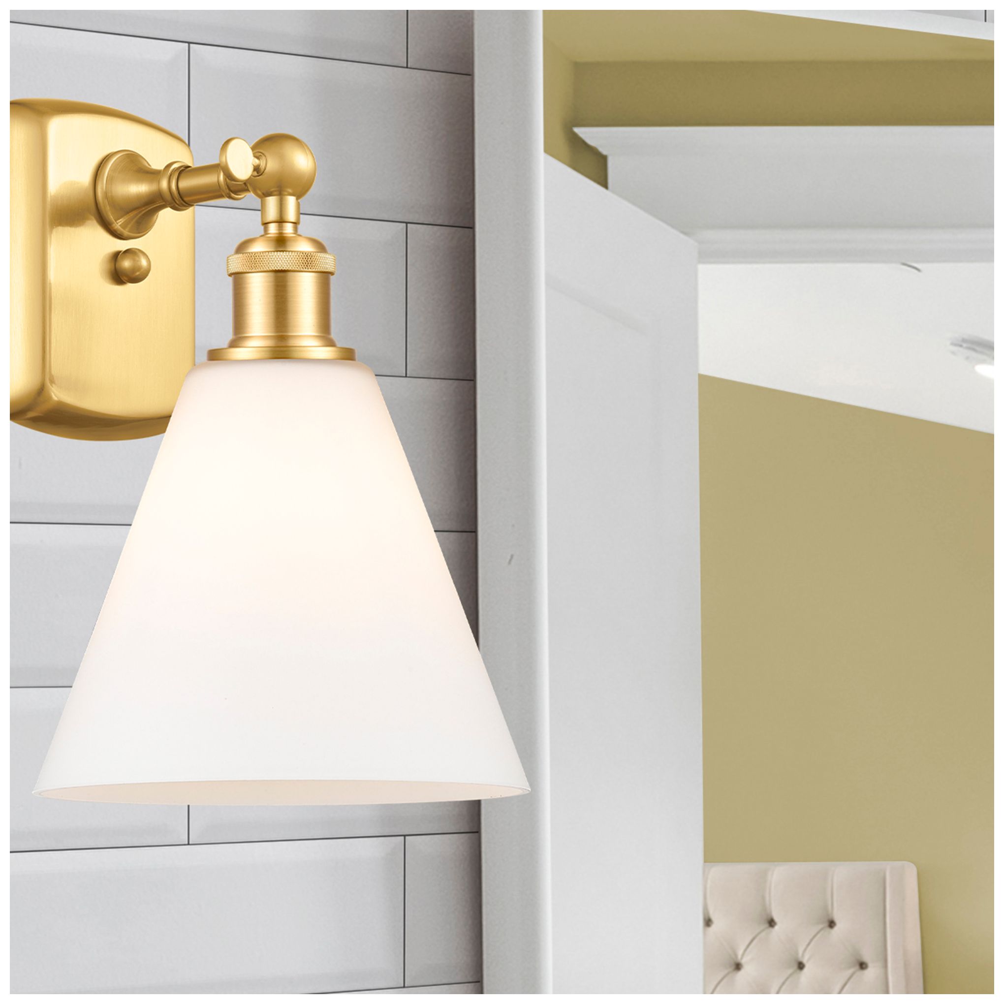 Image 2 Berkshire Glass 8" LED Sconce - Gold Finish - Matte White Shade more views