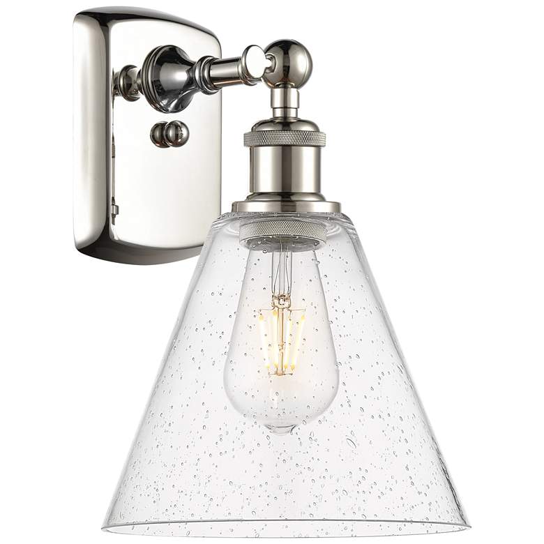 Image 1 Berkshire Glass 8" LED Sconce - Nickel Finish - Seedy Shade