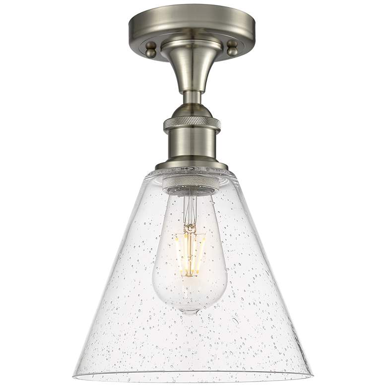 Image 1 Berkshire Glass 8" Semi-Flush Mount - Brushed Satin Nickel - Seedy Sha