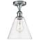 Berkshire Glass 8" Semi-Flush Mount - Polished Chrome - Clear Shade