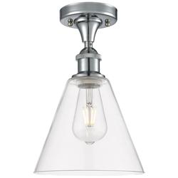 Berkshire Glass 8" Semi-Flush Mount - Polished Chrome - Clear Shade