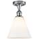 Berkshire Glass 8" Semi-Flush Mount - Polished Chrome - Matte White Sh