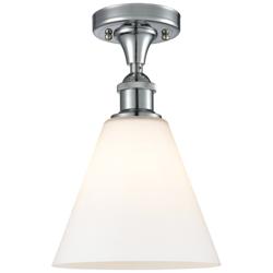 Berkshire Glass 8" Semi-Flush Mount - Polished Chrome - Matte White Sh