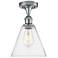 Berkshire Glass 8" Semi-Flush Mount - Polished Chrome - Seedy Shade