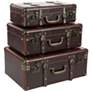 Berlin 23"W Dark Brown Faux Leather Nesting Trunks Set of 3