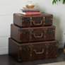 Berlin 23"W Dark Brown Faux Leather Nesting Trunks Set of 3