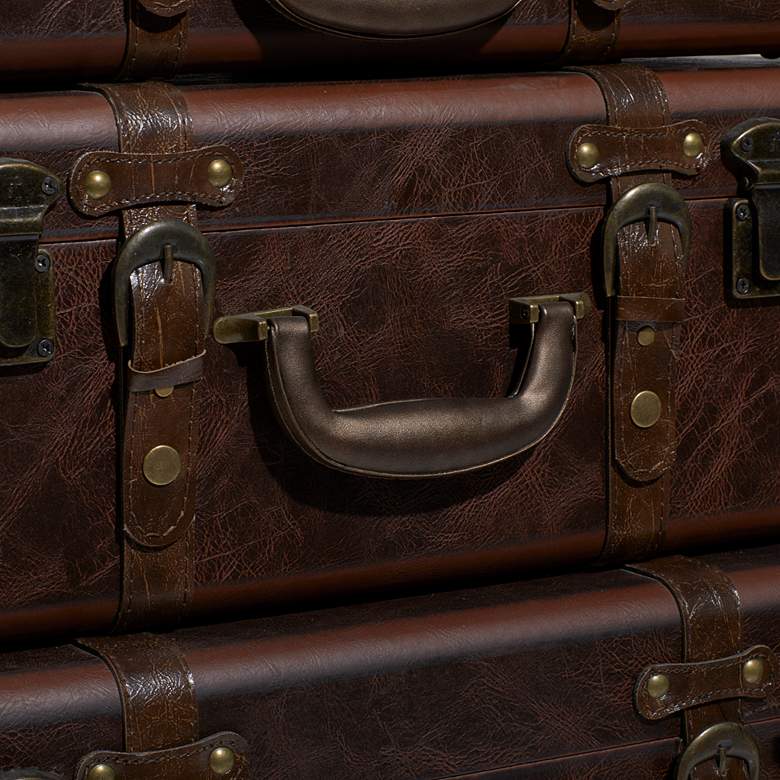 Image 4 Berlin 23 inchW Dark Brown Faux Leather Nesting Trunks Set of 3 more views