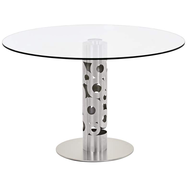 Image 1 Berlin Clear Glass and Stainless Steel Round Dining Table