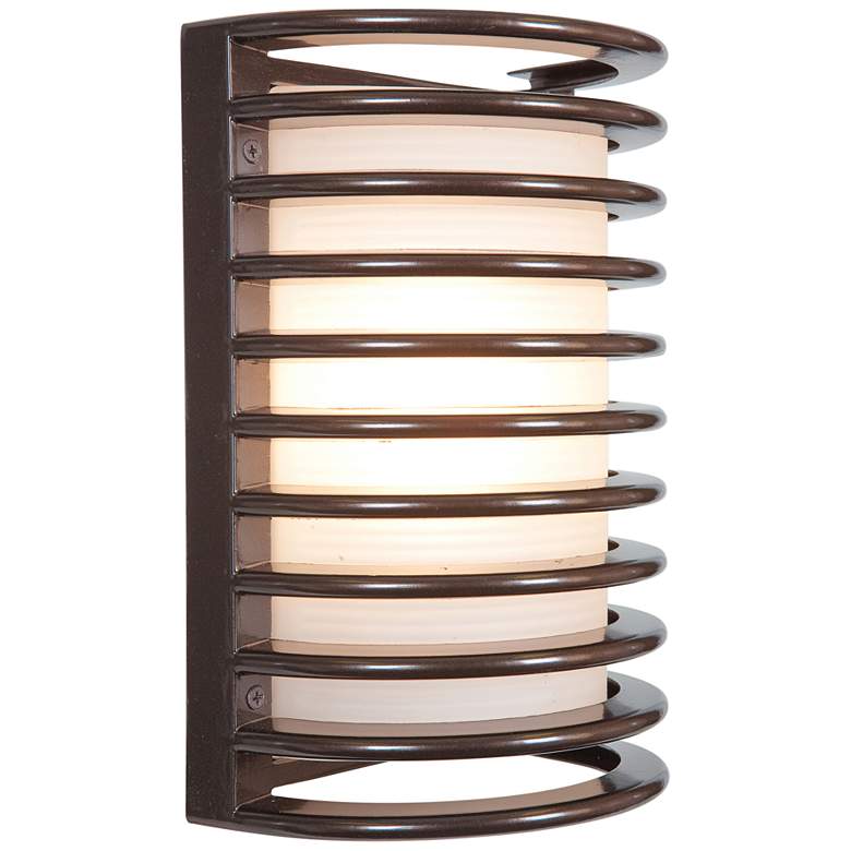 Image 1 Bermuda 10 1/2" High Bronze Bulkhead Outdoor Wall Light