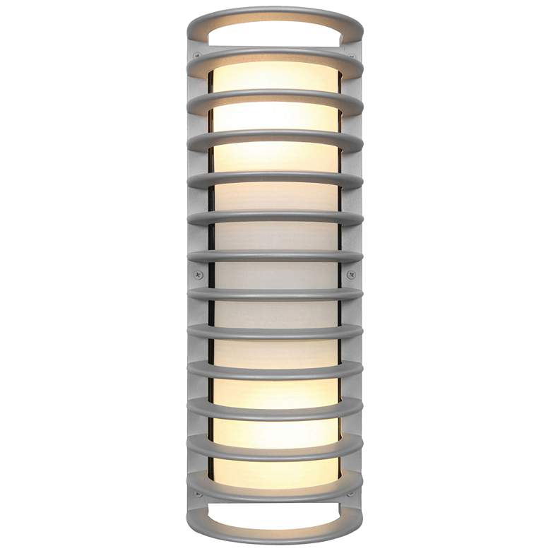 Image 1 Bermuda 16 3/4"H Satin LED Outdoor Wall Light w/ Cage Shade