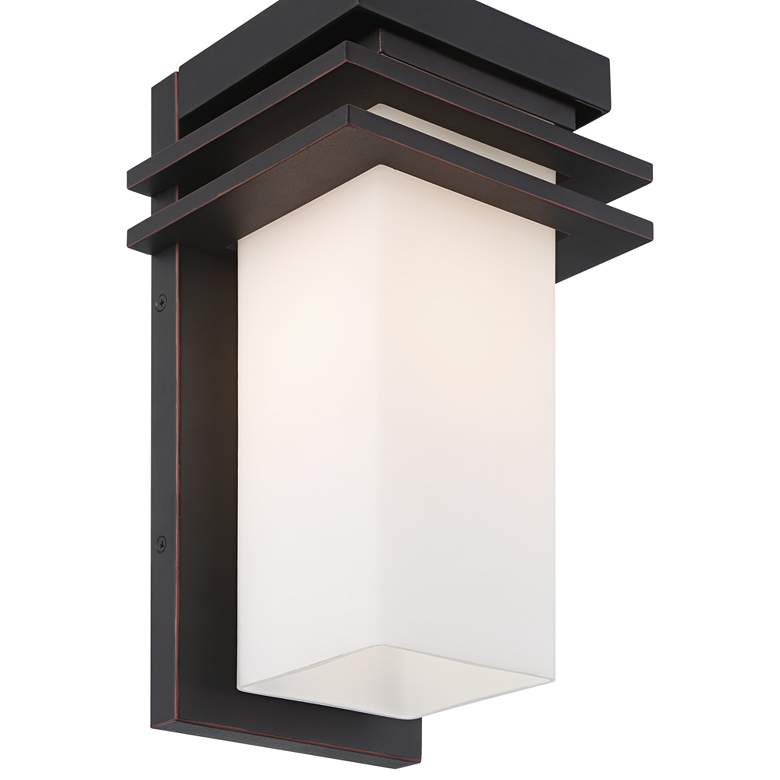 Image 4 Bernadine 12" High Black and White Glass Outdoor Wall Light more views