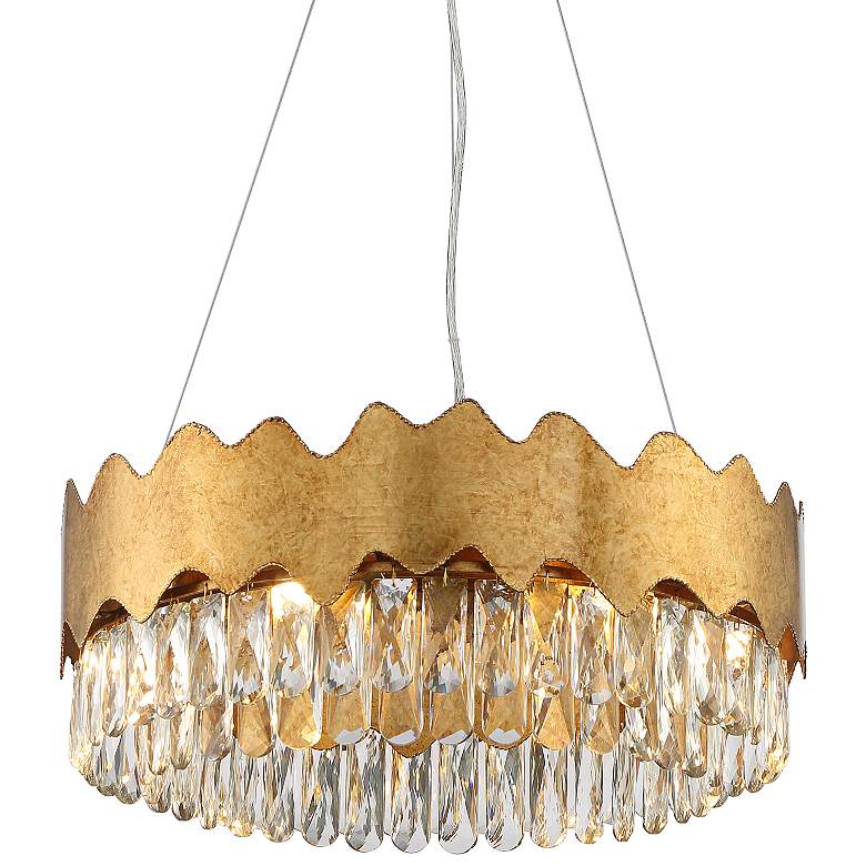 Bernice 19 3/4&quot; Wide Gold and Crystal LED Pendant by Inspire Me Home
