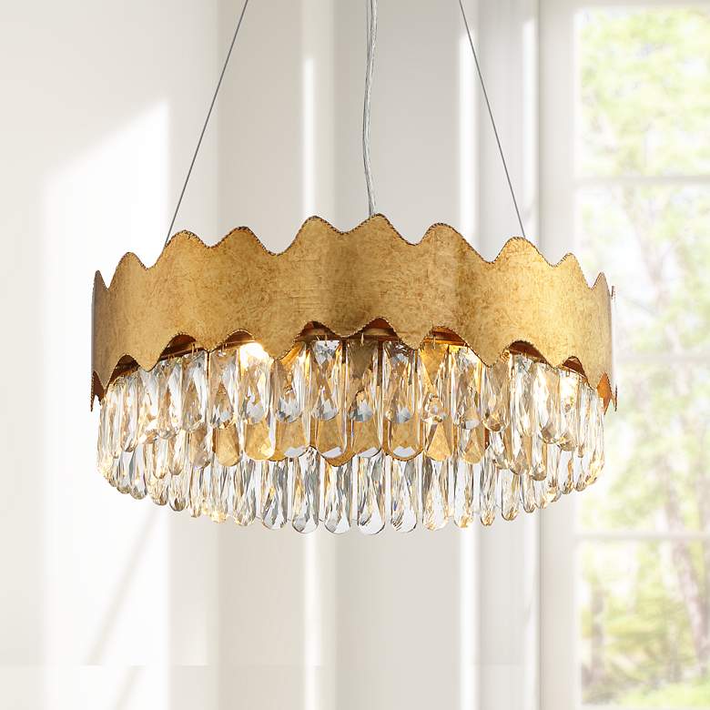 Image 1 Bernice 19 3/4" Wide Gold and Crystal LED Pendant by Inspire Me Home