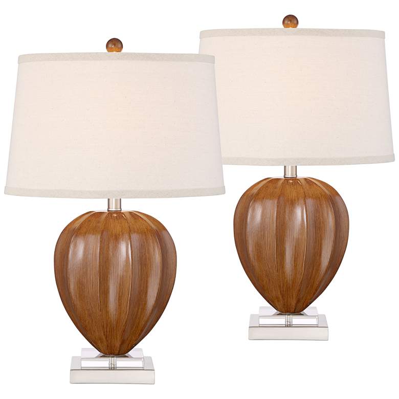 Image 1 Bernice Wood Finish Table Lamp Set of 2