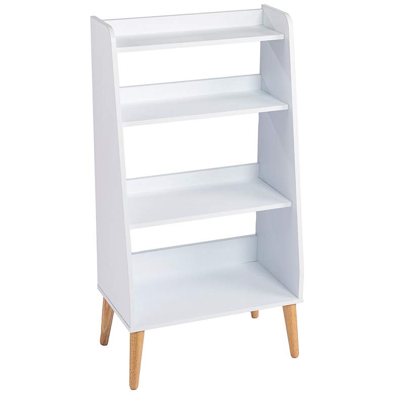 Image 2 Berritza 23 3/4 inch Wide White Wood 4-Shelf Bookshelf