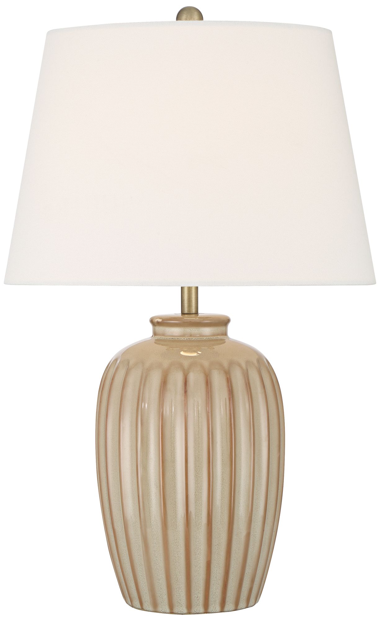 Image 3 Bertha 21" High Multi-Tone Beige Glaze Ribbed Ceramic Table Lamp