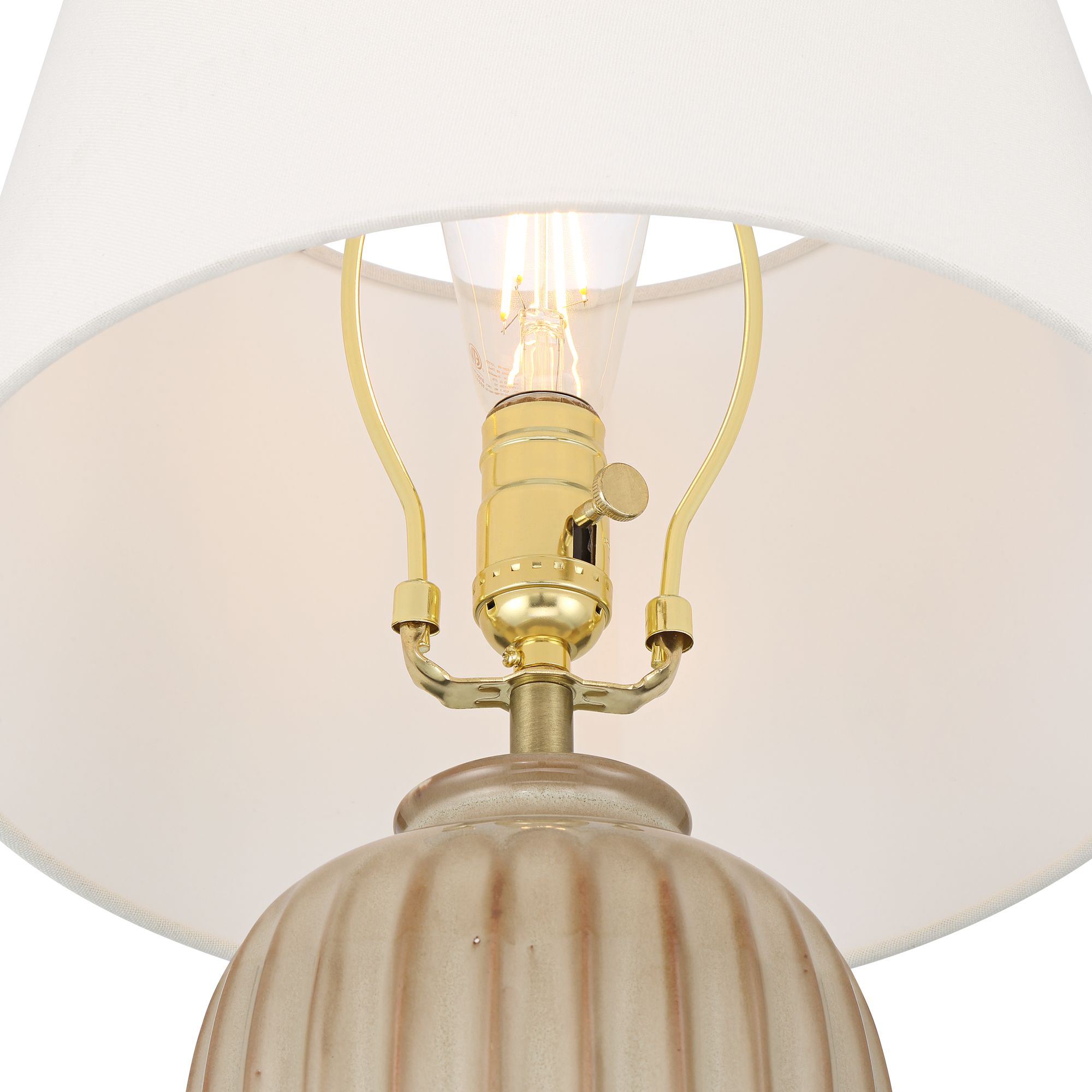 Image 5 Bertha 21" High Multi-Tone Beige Glaze Ribbed Ceramic Table Lamp more views