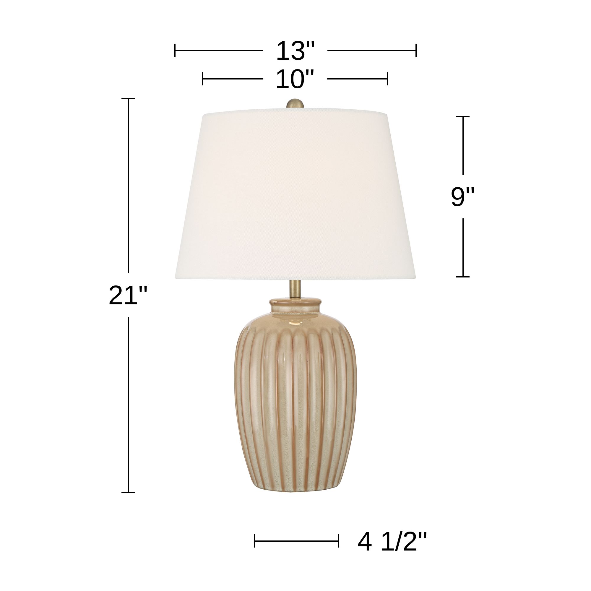 Bertha 21" High Multi-Tone Beige Glaze Ribbed Ceramic Table Lamp in scene