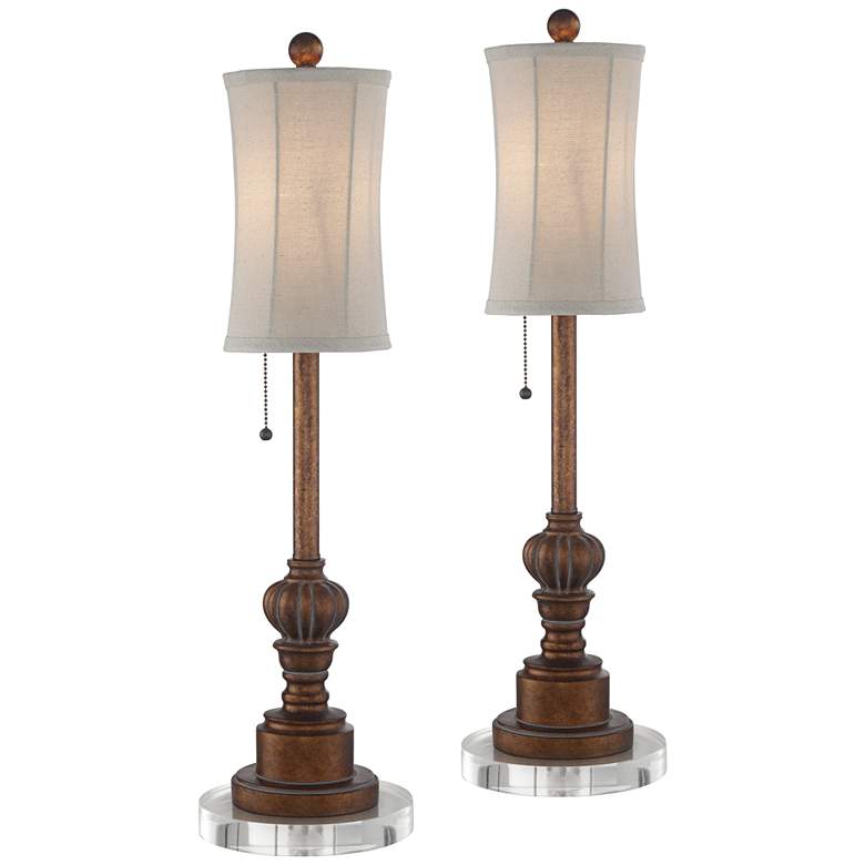 Image 1 Bertie 28 inch High Tall Buffet Table Lamps With 7 inch Round Risers