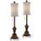 Bertie 28" High Tall Buffet Table Lamps With 7" Round Risers