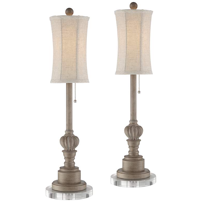 Image 1 Bertie Natural Traditional Buffet Lamps With 7 inch Round Risers