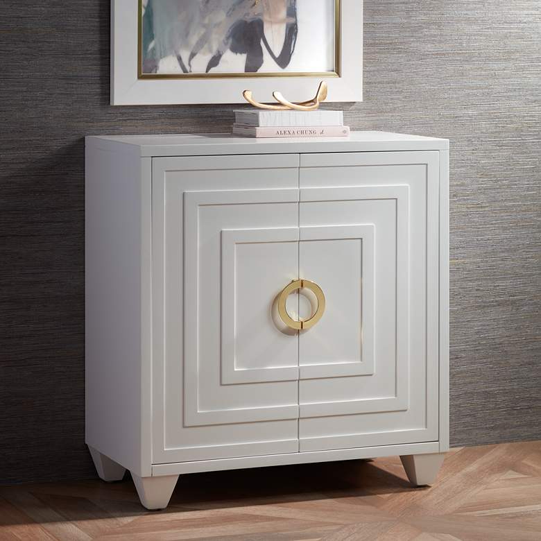 Image 2 Bertolli 30 inch Wide White 2-Door Modern Luxe Accent Cabinet