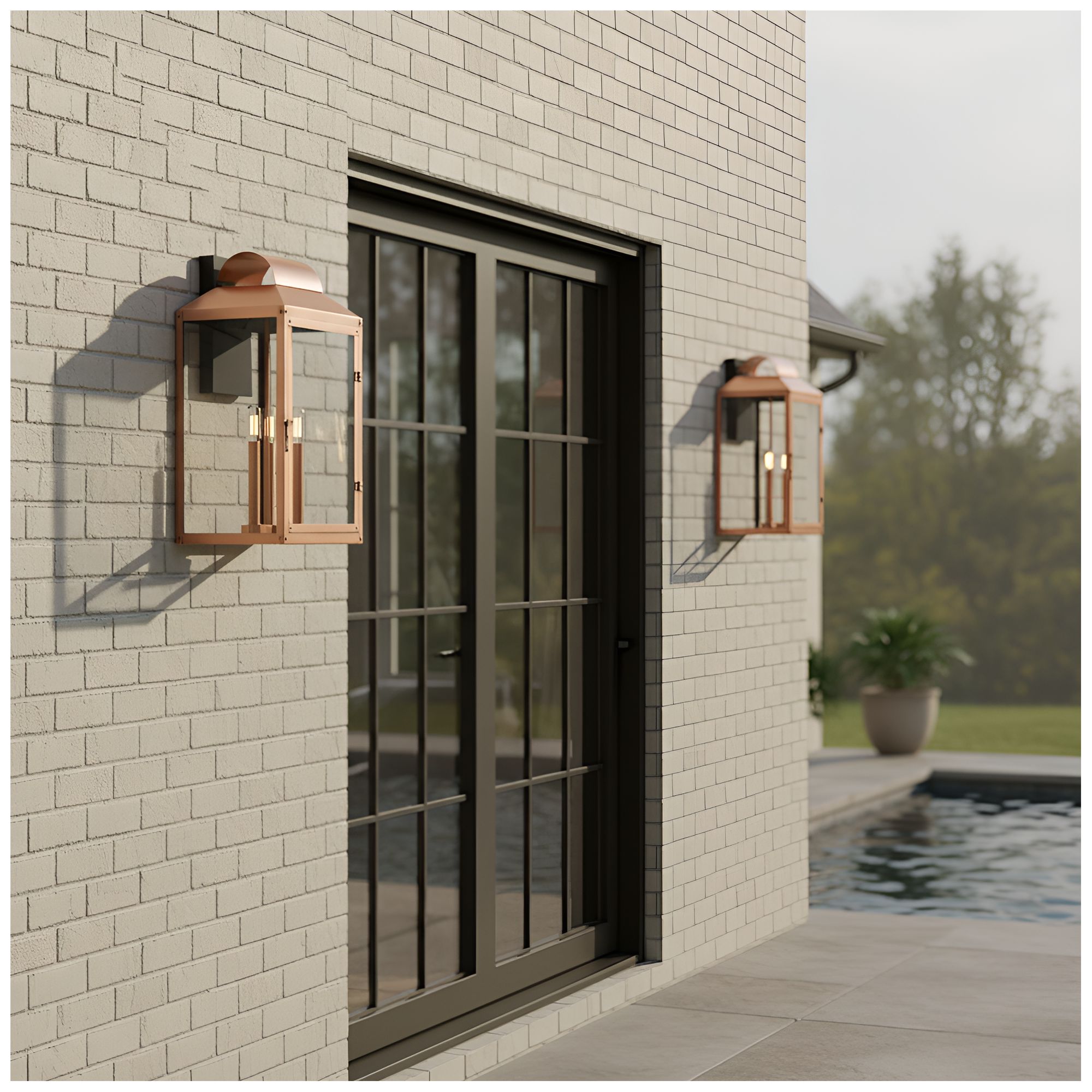 Image 7 Beryn 3-Light Aged Copper Outdoor Wall Lantern more views