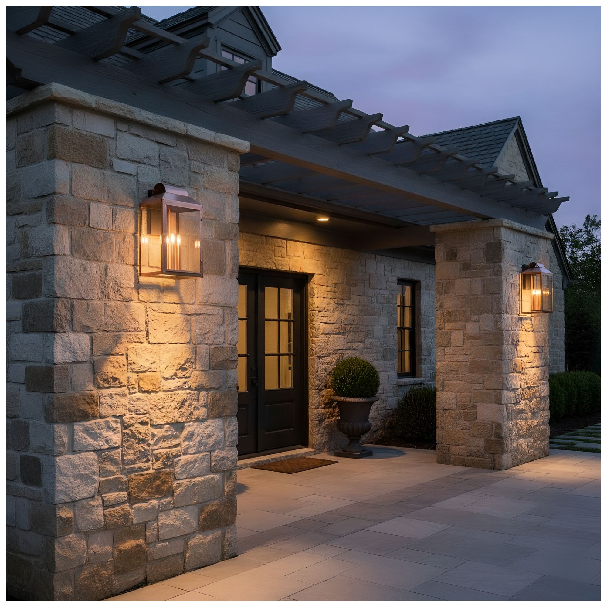 Image 2 Beryn 4-Light Aged Copper Outdoor Wall Lantern more views