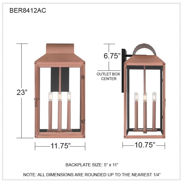 Thumbnail4 of Beryn 4-Light Aged Copper Outdoor Wall Lantern more views