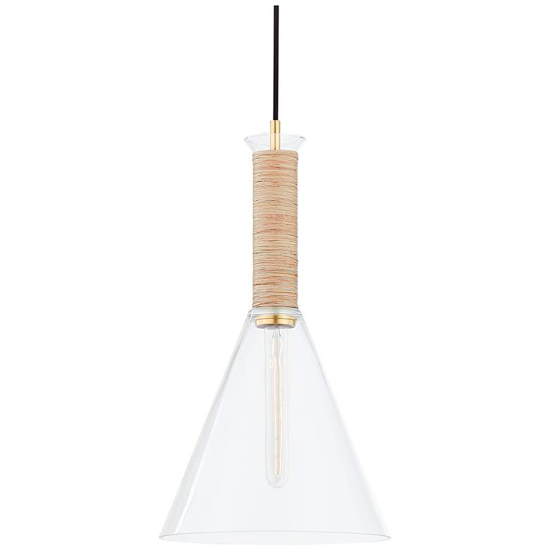 Image 1 Besa 11" Wide Modern Aged Brass Clear Glass Cone Mini Pendant