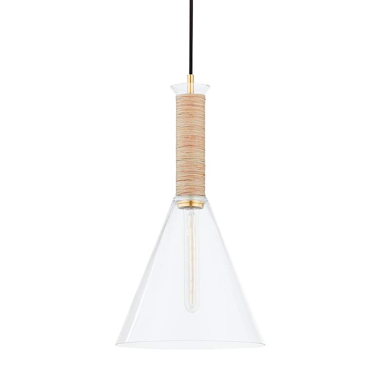 Image 2 Besa 11" Wide Modern Aged Brass Clear Glass Cone Mini Pendant more views
