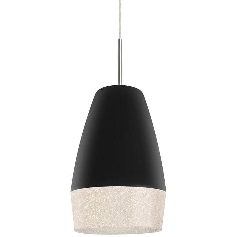Image 1 Besa Abu 12 7 1/2"W Satin Nickel w/ Black Mini Pendant Light